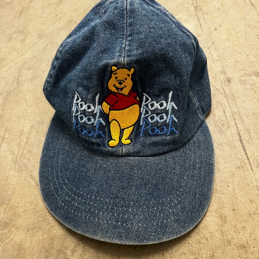 Vintage Denim Cap with Winnie the Pooh Embroidery